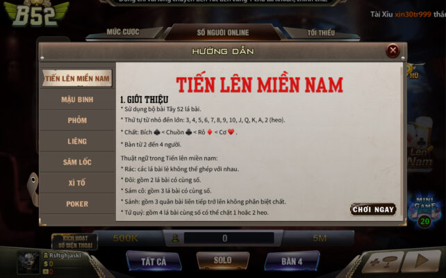 Hướng dẫn chơi chi tiết